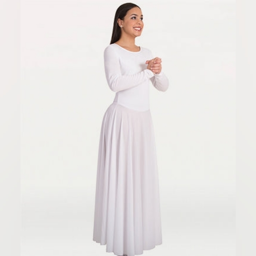 Body Wrappers White Long Sleeve Dress Maxi Ballet Dance Costume Womens Medium